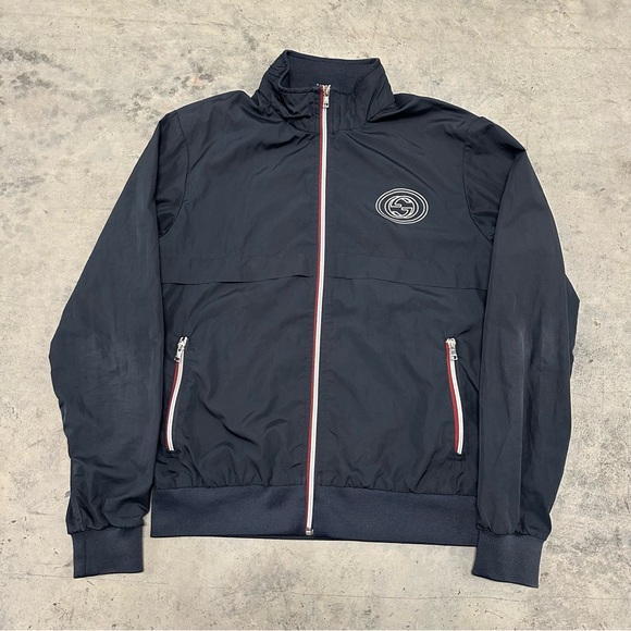 Gucci Logo Blue Windbreaker Jacket XL Mens - Picture 2 of 11